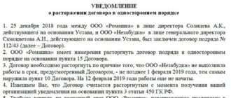 Извещение об отказе заказчика от исполнения договора подряда